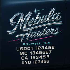 Custom Truck Door Decal Sticker Lettering with Trucking Name or Company Name, City & State, US DOT, MC, CA, KYU, GVW, VIN Sign (Set of 2)