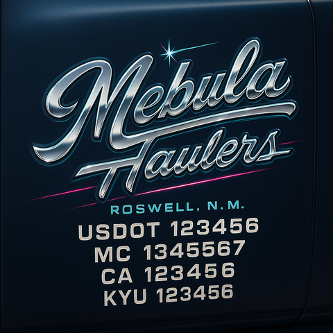 Custom Truck Door Decal Sticker Lettering with Trucking Name or Company Name, City & State, US DOT, MC, CA, KYU, GVW, VIN Sign (Set of 2)