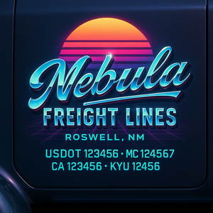 Custom Truck Door Decal Sticker Lettering with Trucking Name or Company Name, City & State, US DOT, MC, CA, KYU, GVW, VIN Sign (Set of 2)