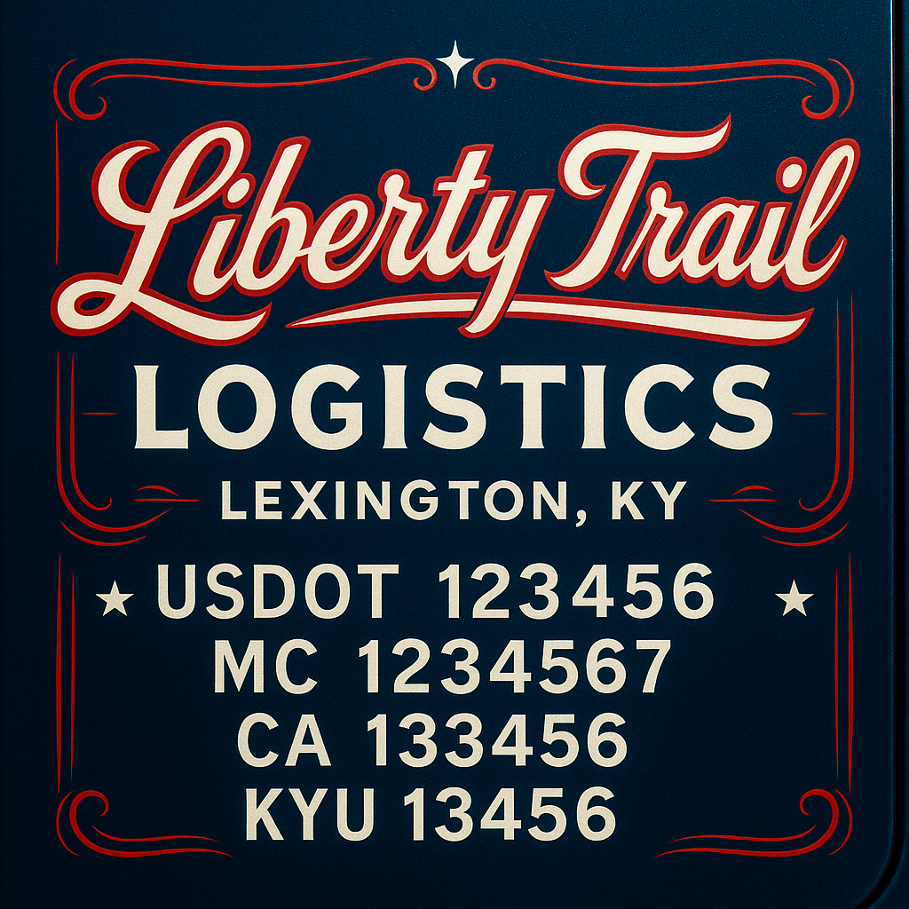 Custom Truck Door Decal Sticker Lettering with Trucking Name or Company Name, City & State, US DOT, MC, CA, KYU, GVW, VIN Sign (Set of 2)