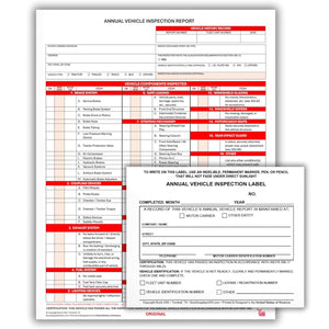 Annual Vehicle Inspection Report + White Annual Vehicle Inspection Label