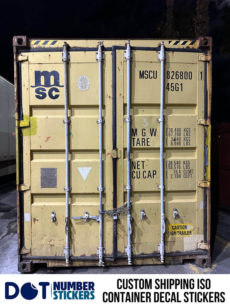 Full Shipping Container Door Decals Tare, Max Gross, NET, CU CAP, Iden ...