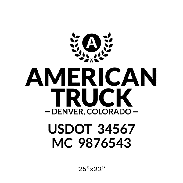 Truck door decal with USDOT and MC