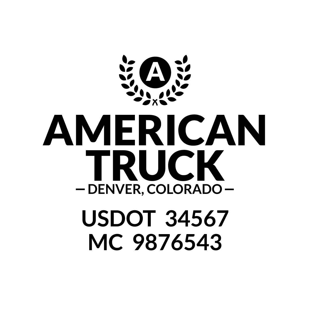 Truck door decal with USDOT and MC