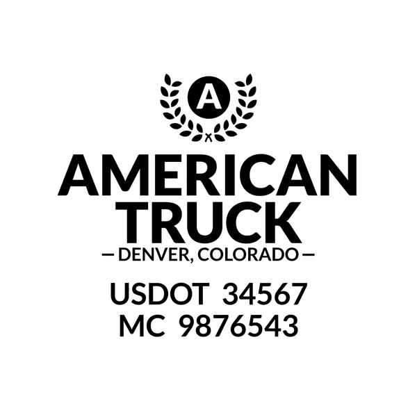 Truck door decal with USDOT and MC