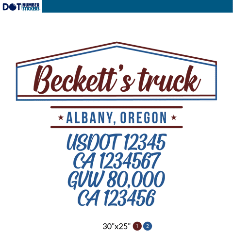 Truck Door Decal With USDOT, MC, GVW, CA