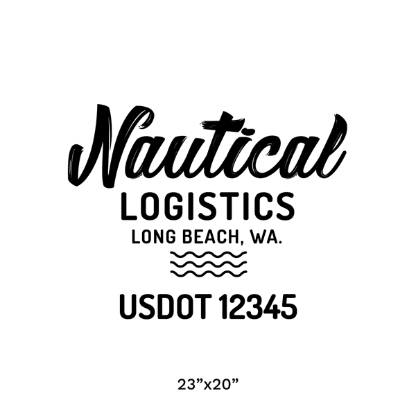 Company Name Truck Door Decal with US DOT Lettering