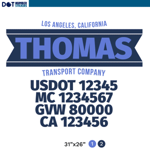 truck door decal with USDOT, MC, GVW, CA