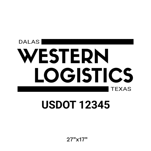 Truck door decal with USDOT 