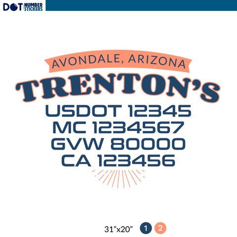 truck door decal with USDOT, MC, GVW, CA