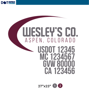 truck door decal with USDOT, MX, GVW, CA