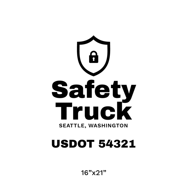 Truck door decal with USDOT 