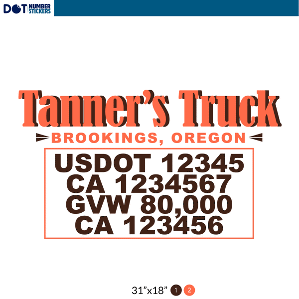 Truck Door Decal With USDOT, MC, GVW, CA