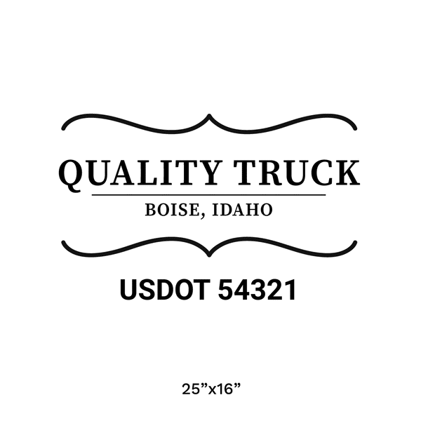 Truck door decal with USDOT 