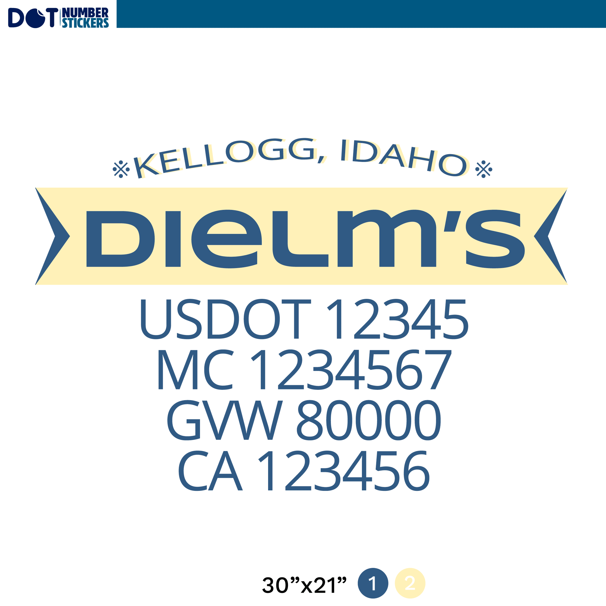 truck door decal with uSDOT, MC, GVW, CA