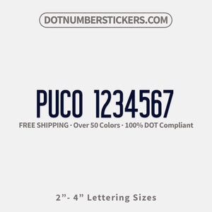 puco number sticker
