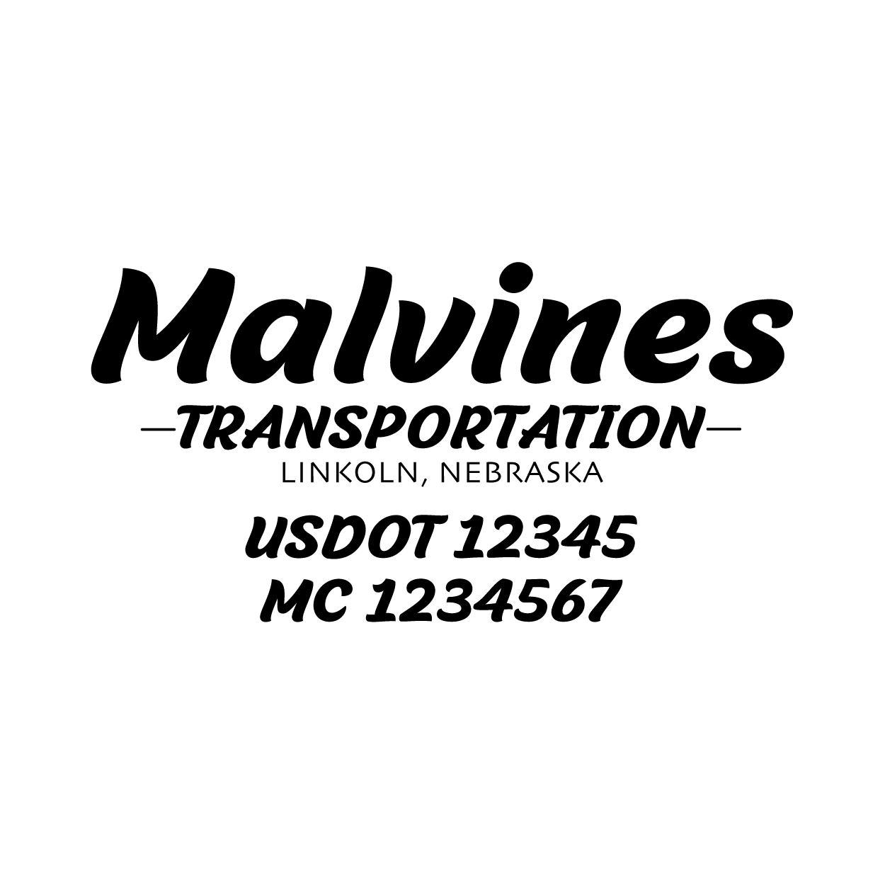 Truck door decal with USDOT and MC