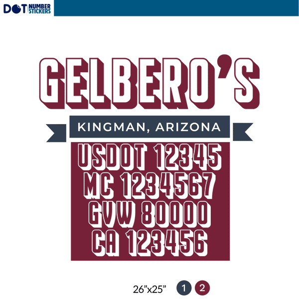 truck door decal with USDOT, MC, GVW, CA