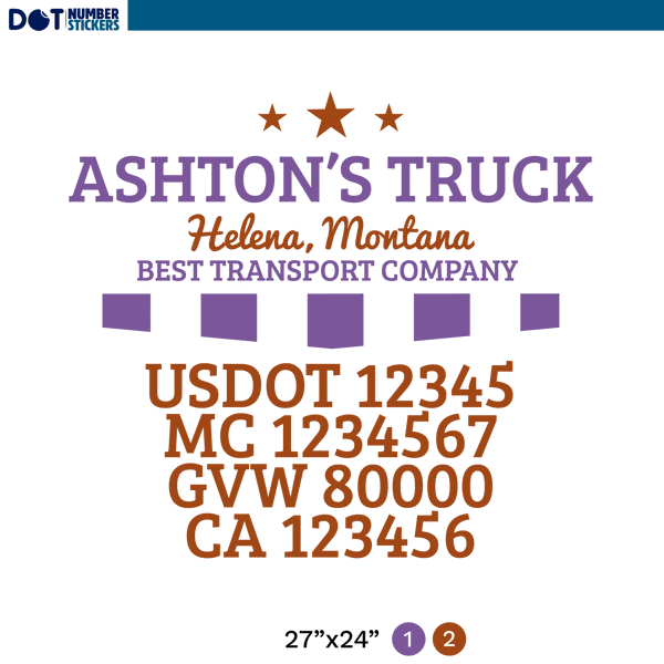truck door decal with USDOT, ,CM GVW, CA