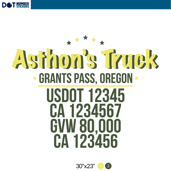 Truck Door Decal With USDOT, MC, GVW, CA