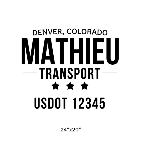 Truck door decal with USDOT 