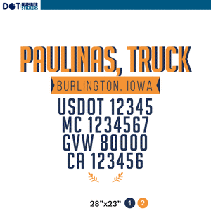 truck door decal with uSDOT, MC, GVW, CA