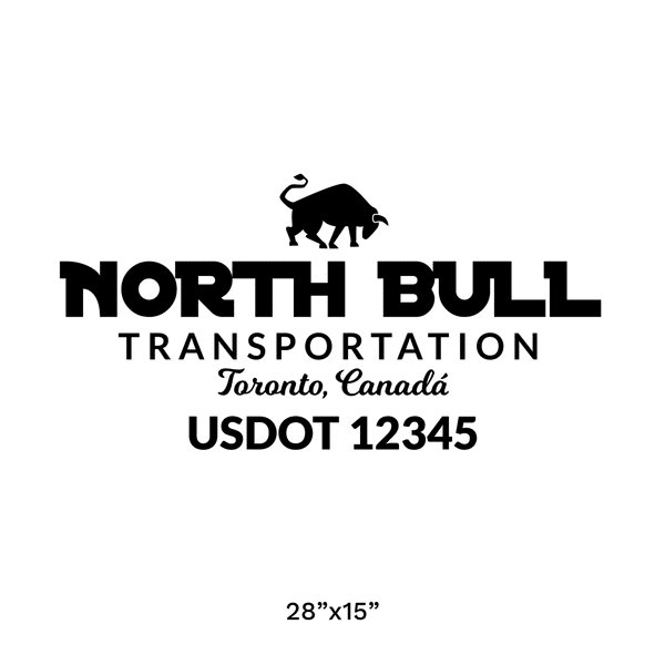 Truck door decal with USDOT 