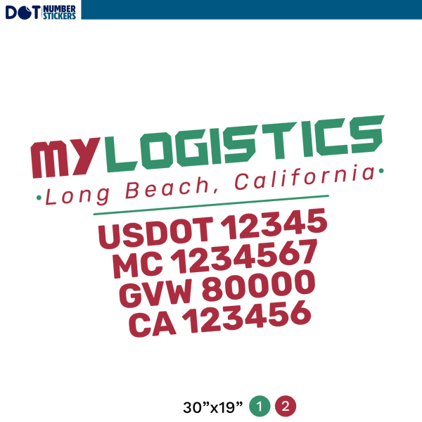 truck door decal with uSDOT, MC, GVW, CA