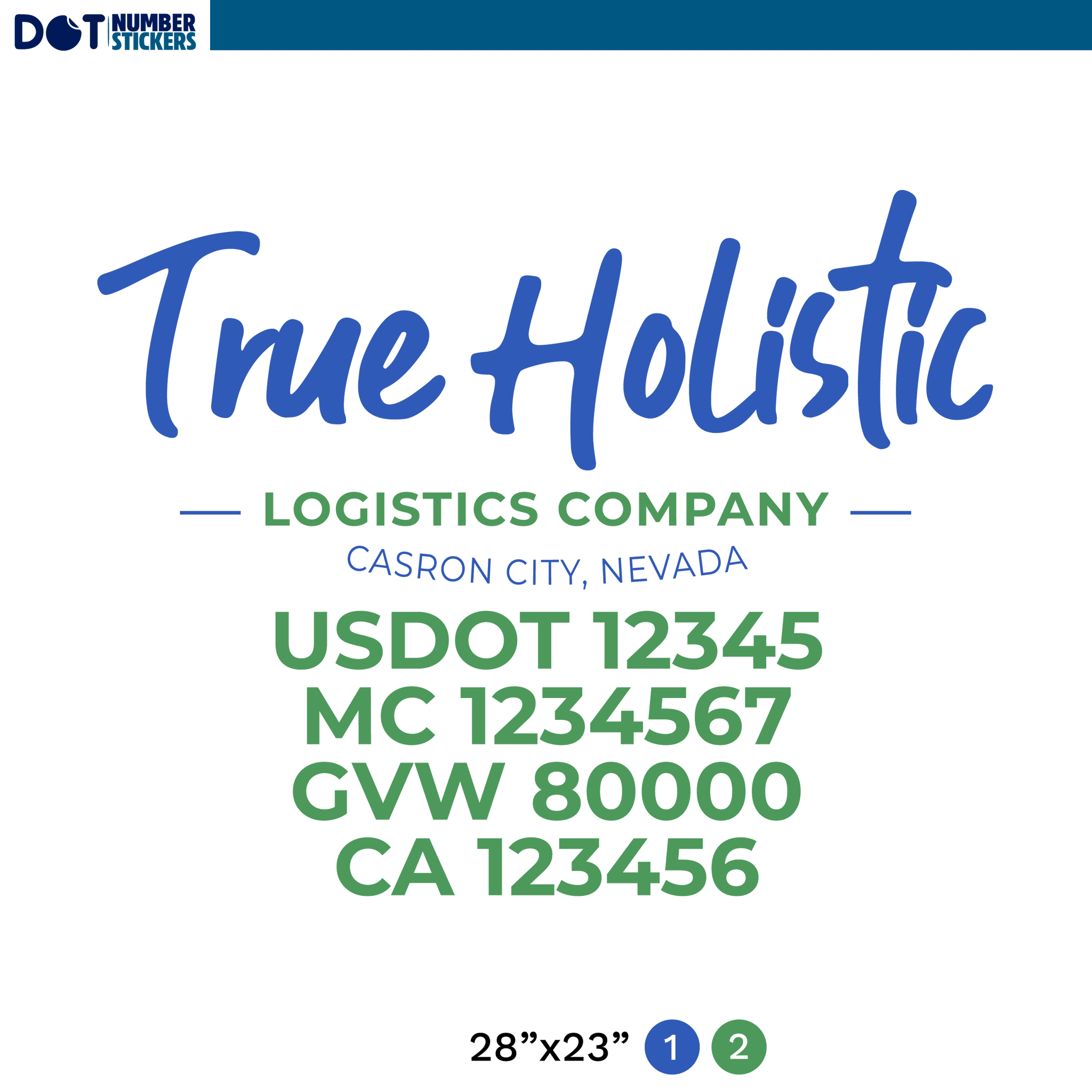 truck door decal with USDOT, MC, GVW, CA