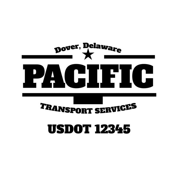 Truck door decal with USDOT 