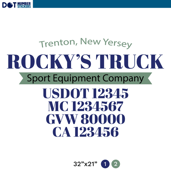 truck door decal with USDOT, MC, GVW, CA