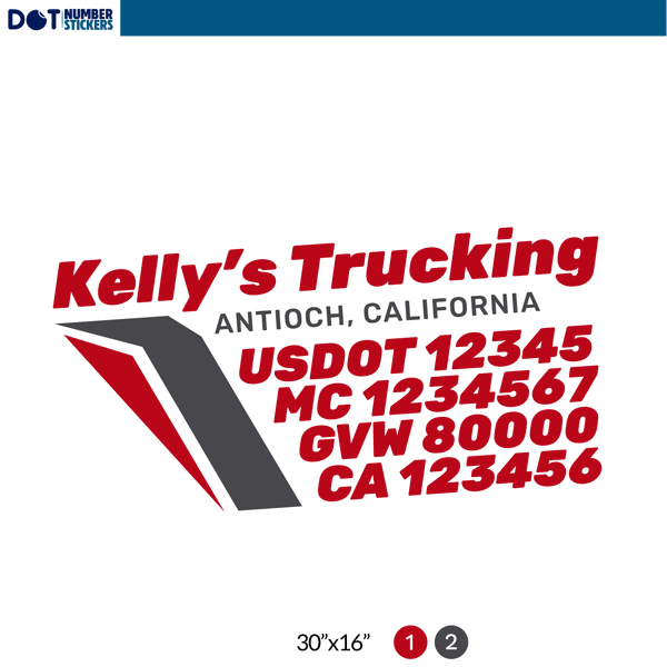 truck door decal with USDOT, MC, GVW, CA