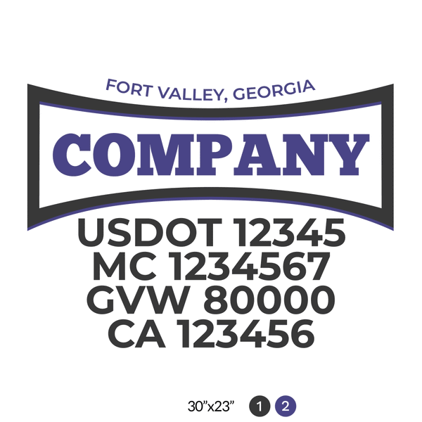 truck door decal with USDOT, MC, GVW, CA