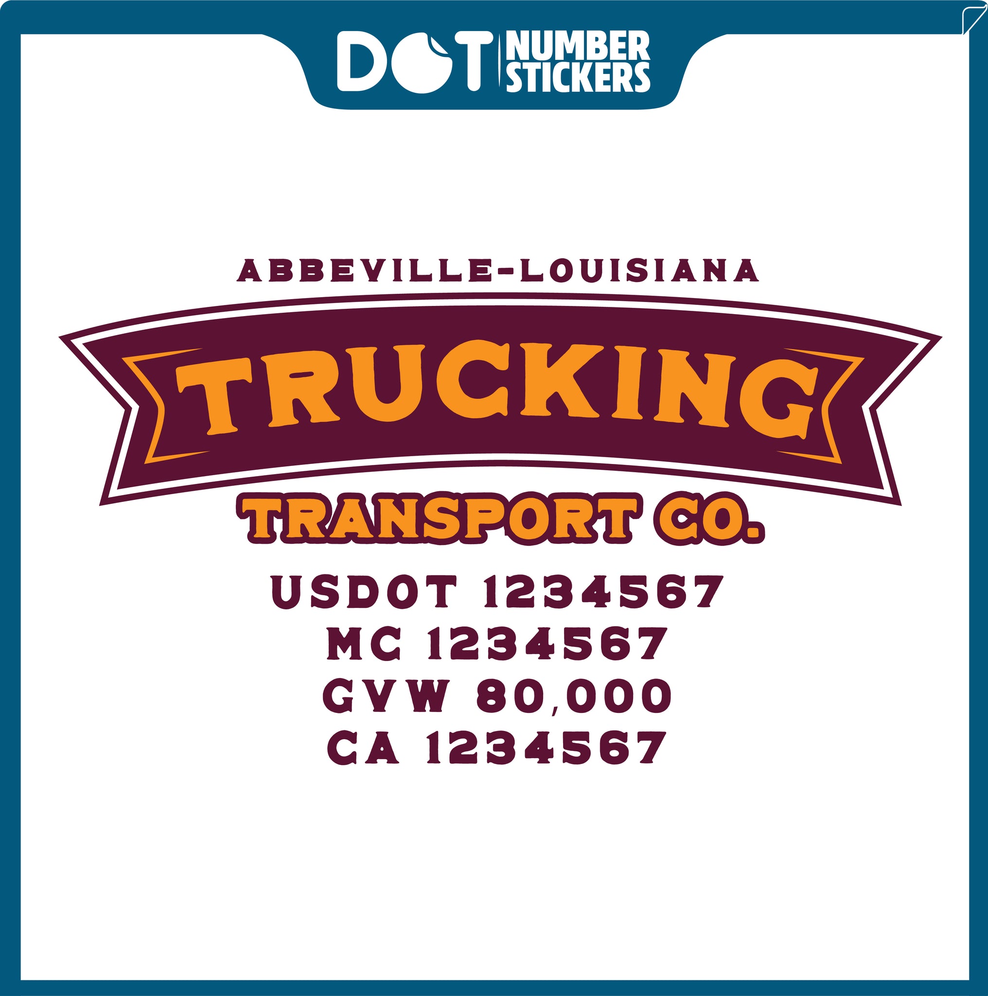  Truck Door Decal with USDOT & MC