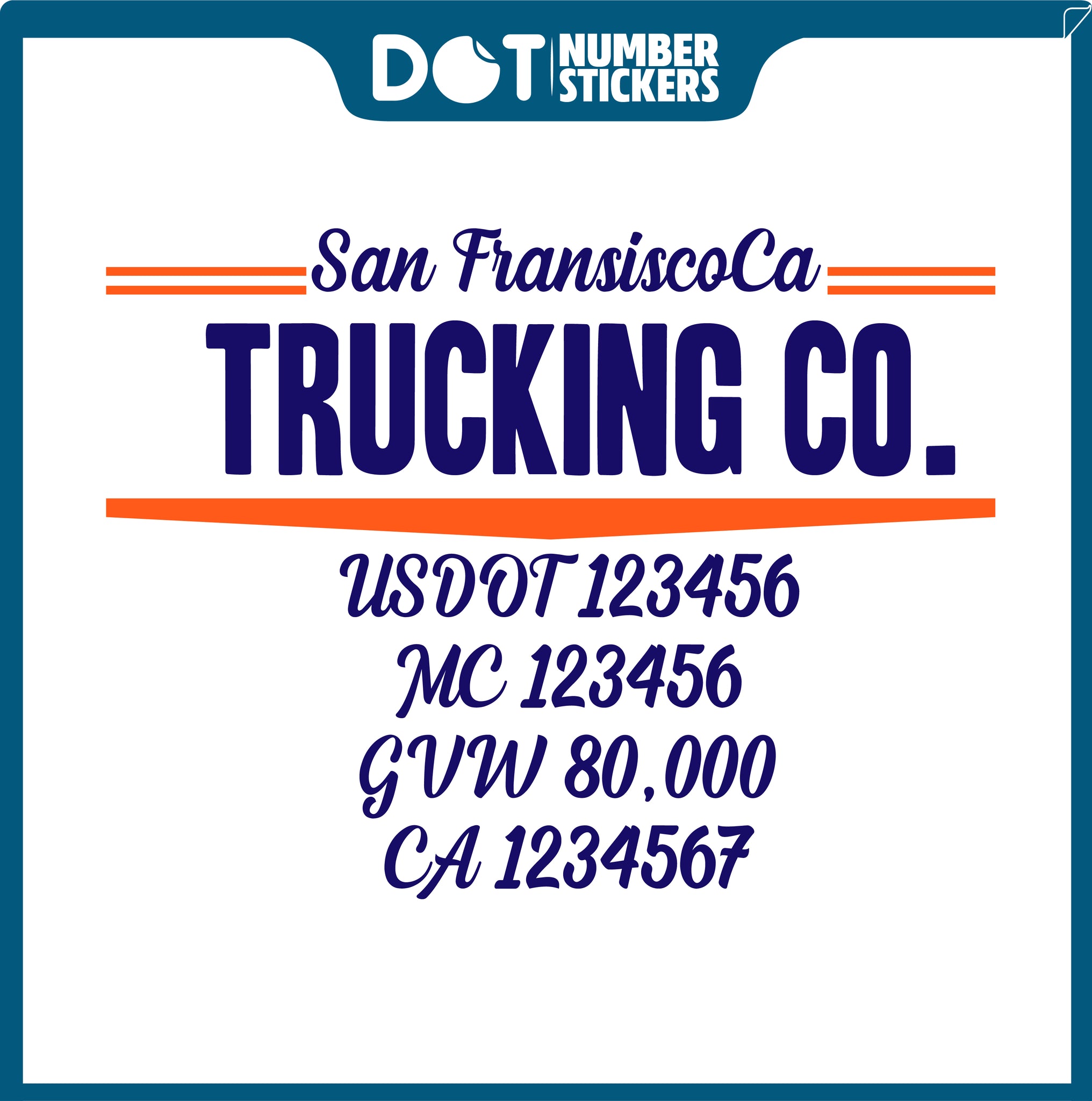  Truck Door Decal with USDOT & MC