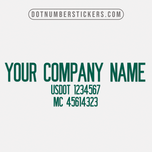 Trucking business company name decal with usdot, mc