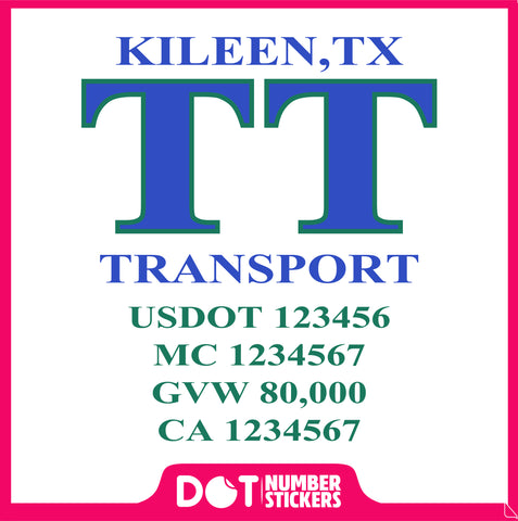  Truck Door Decal with USDOT & MC