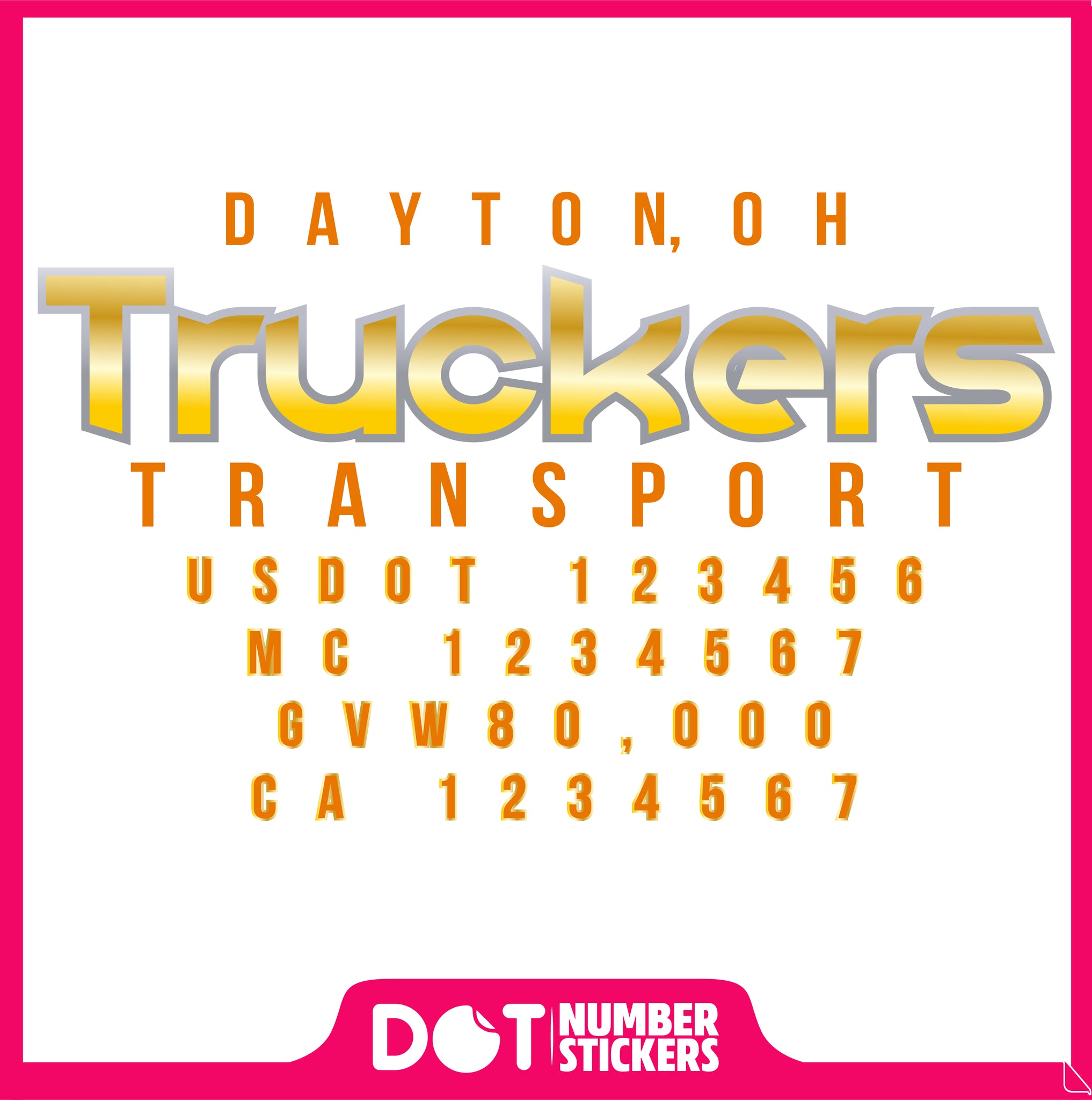  Truck Door Decal with USDOT & MC
