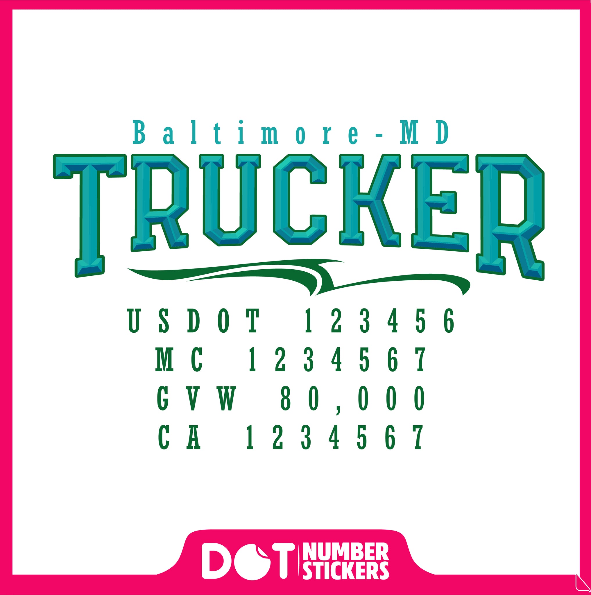  Truck Door Decal with USDOT & MC