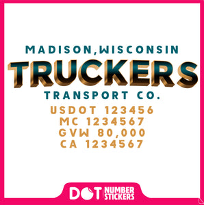  Truck Door Decal with USDOT & MC