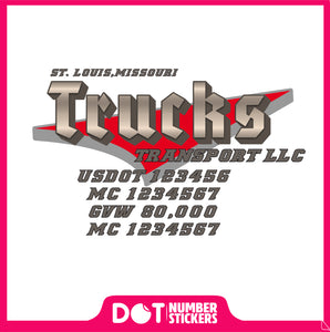  Truck Door Decal with USDOT & MC