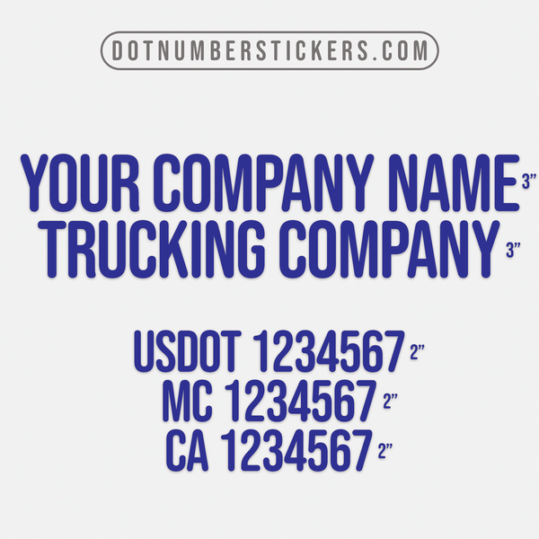 Company Name Five Line Decal, USDOT, (Set of 2)