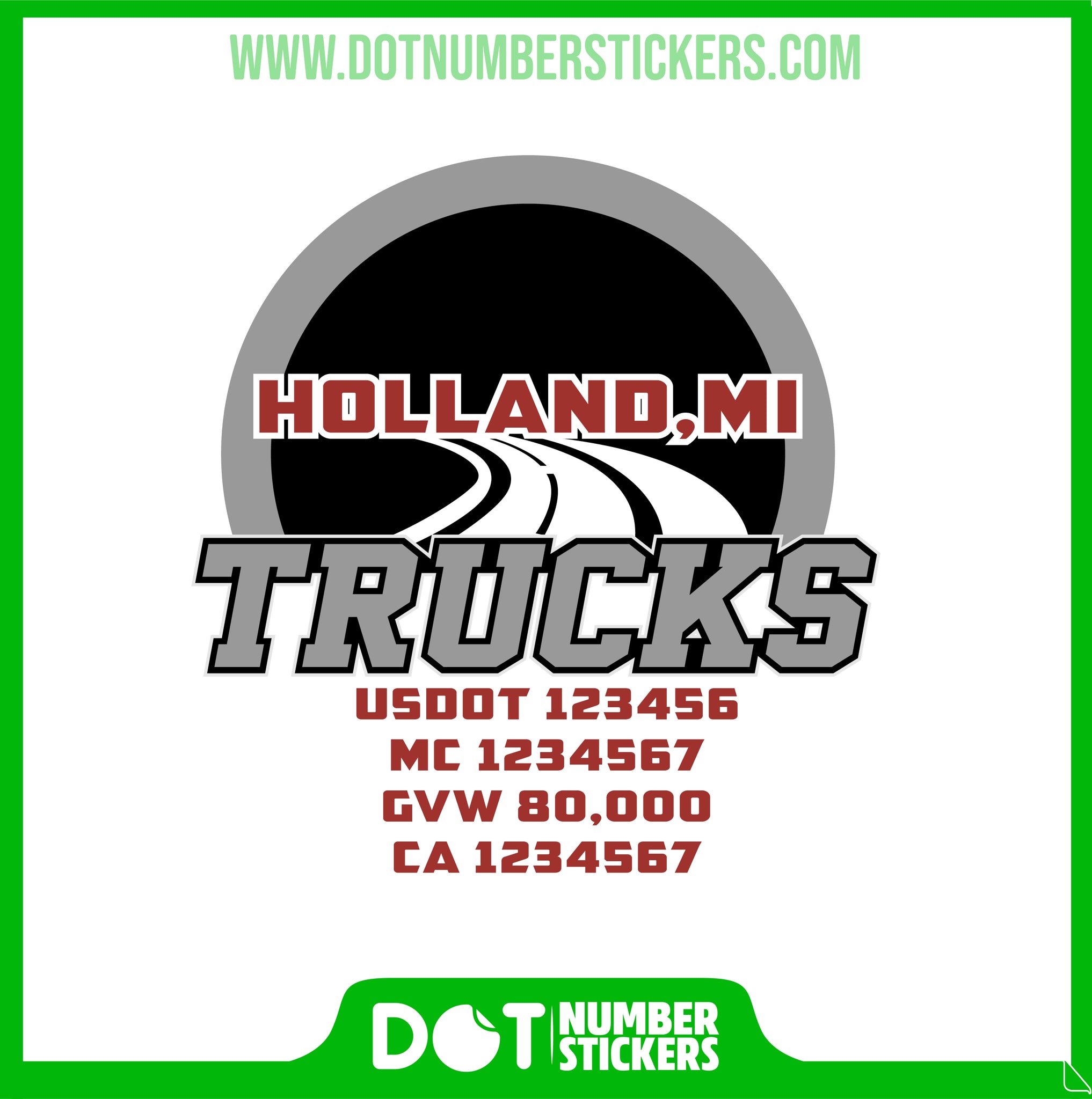  Truck Door Decal with USDOT & MC