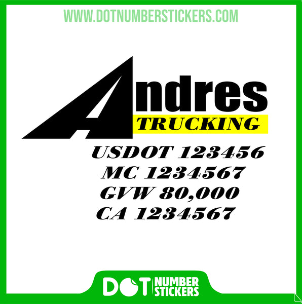  Truck Door Decal with USDOT & MC