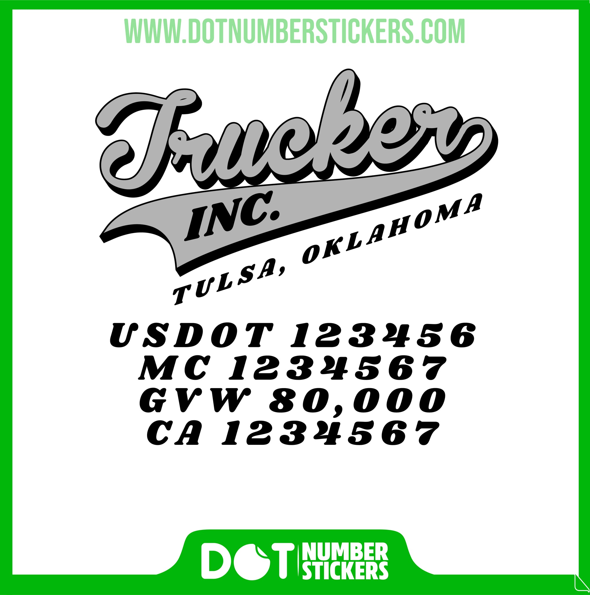  Truck Door Decal with USDOT & MC