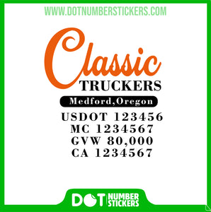  Truck Door Decal with USDOT & MC