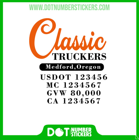  Truck Door Decal with USDOT & MC