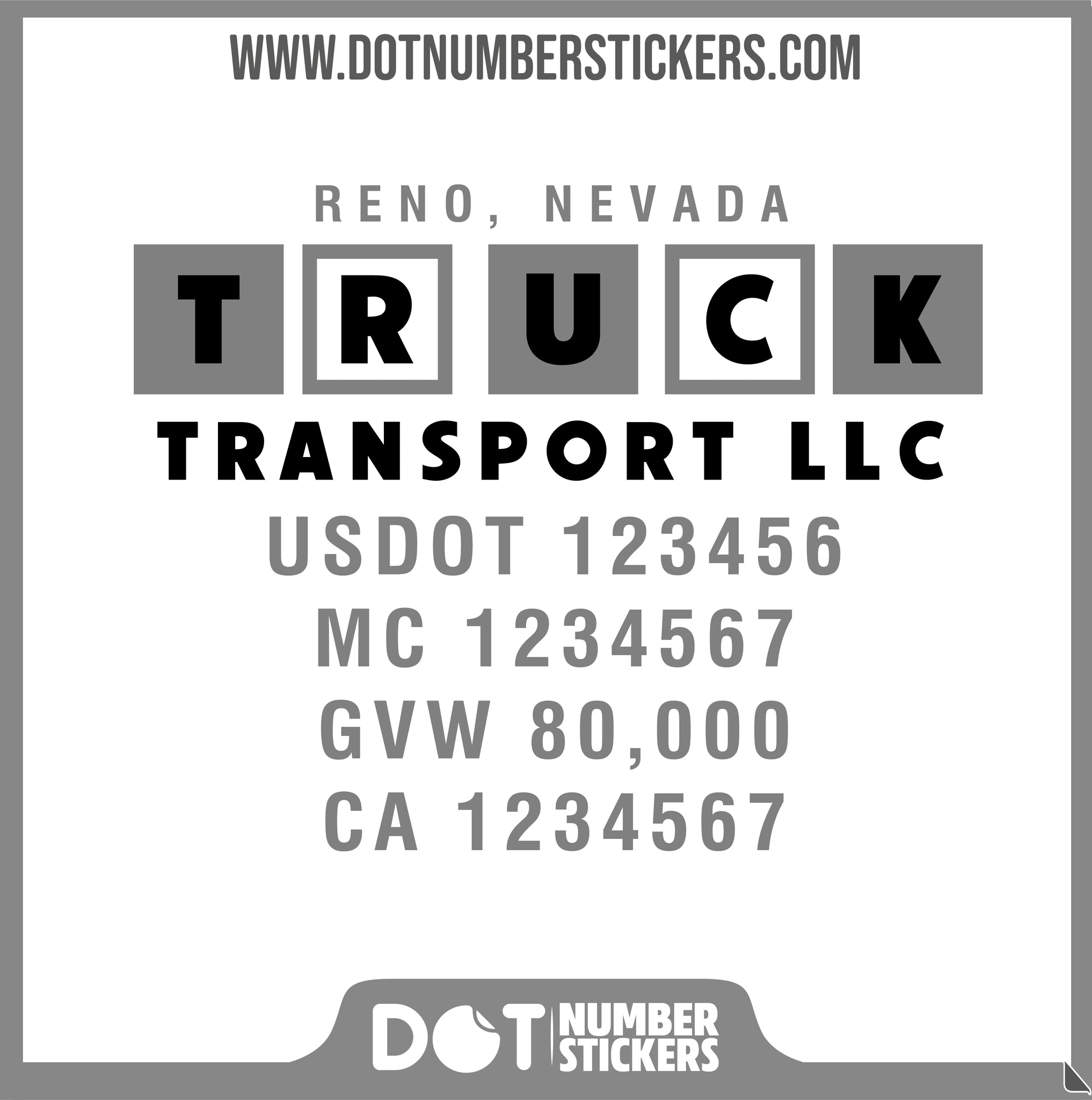  Truck Door Decal with USDOT & MC