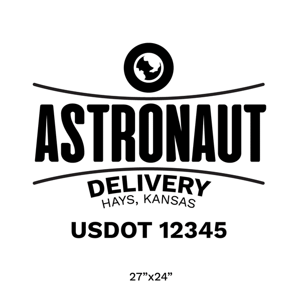 Truck door decal with USDOT 