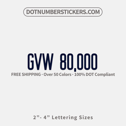 gvw number decal sticker